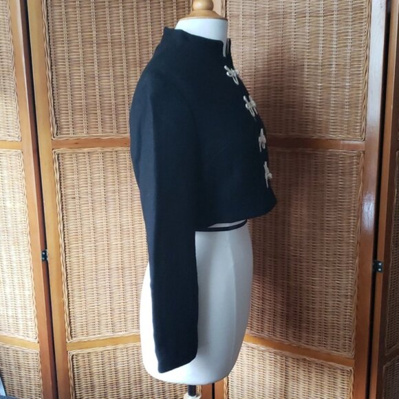 Vintage 60's Cropped Mandarin Style Collar Bolero Jacket Size Medium - Picture 10 of 16